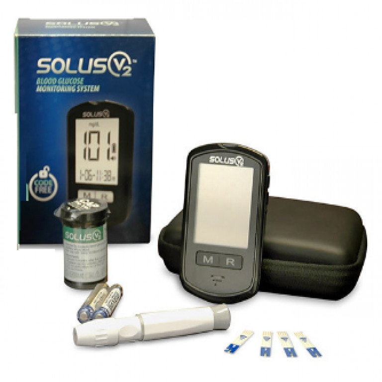 Set Glucometro Solus V2 + 50 Cintas + 25 Lancetas